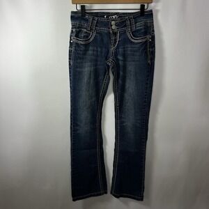 Y2K Wallflower Pants Women Sz 5 Medium Wash Denim Low Rise Bootcut Jeans Zip Fly